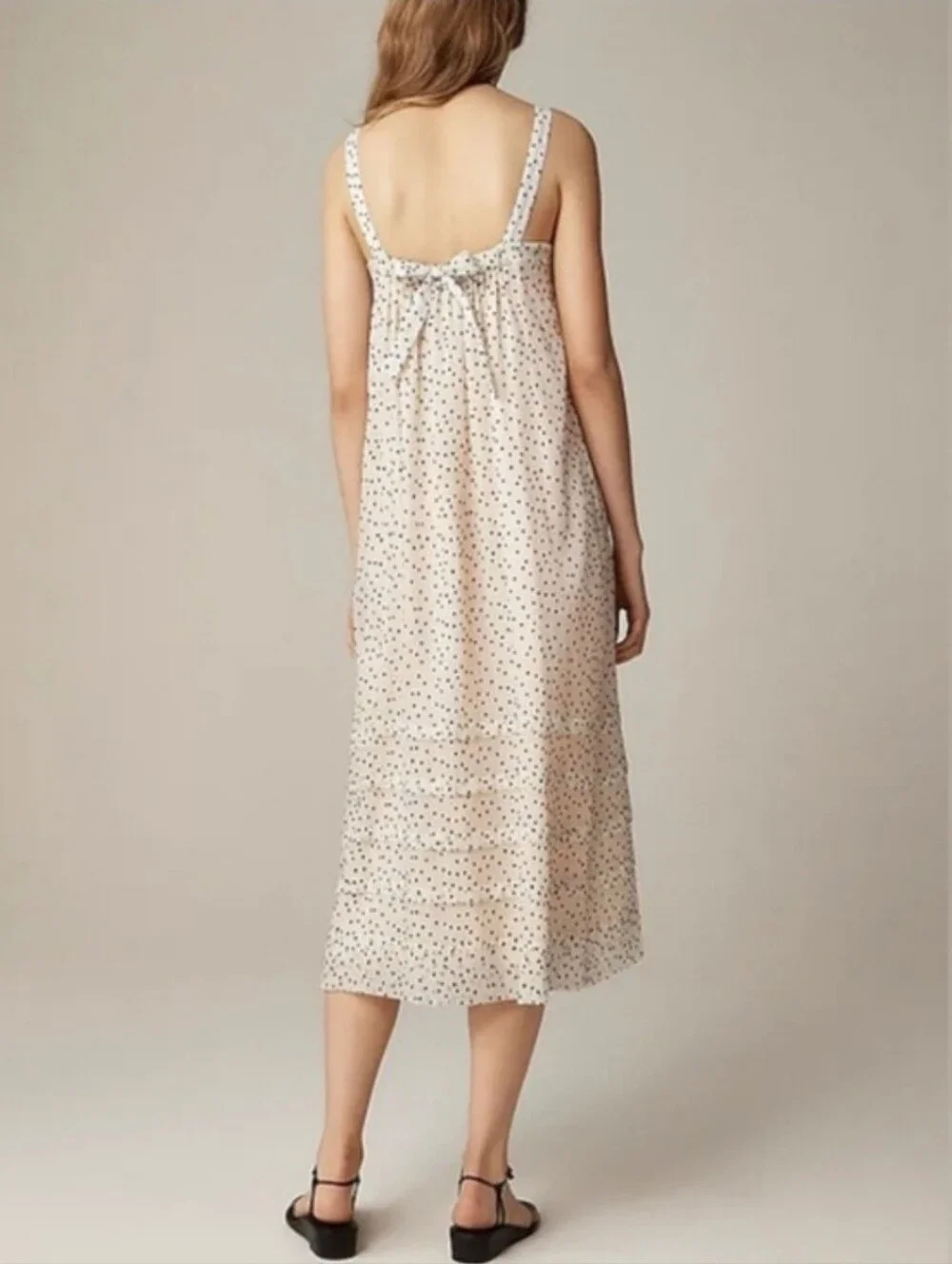 J.Crew Pintuck Midi Dress in Velvet Dot Size Small